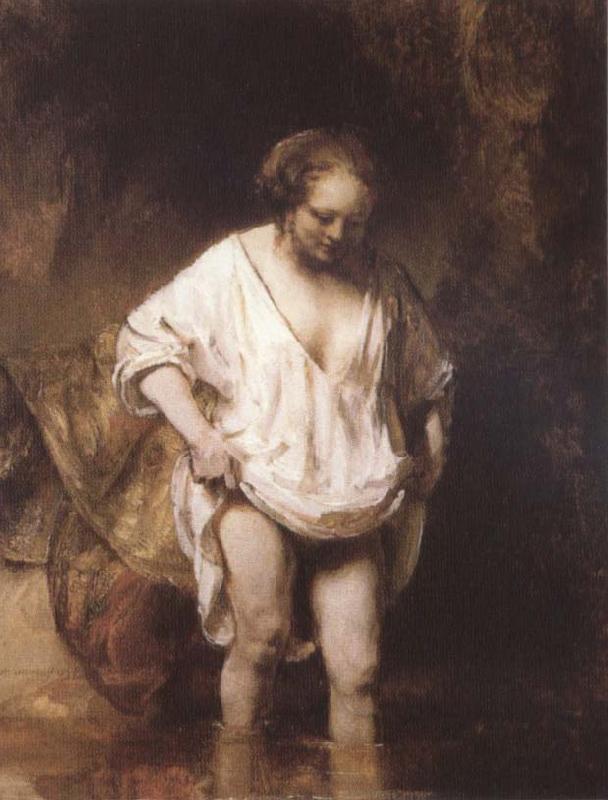 REMBRANDT Harmenszoon van Rijn Hendrickie Bathing in a Stream oil painting image